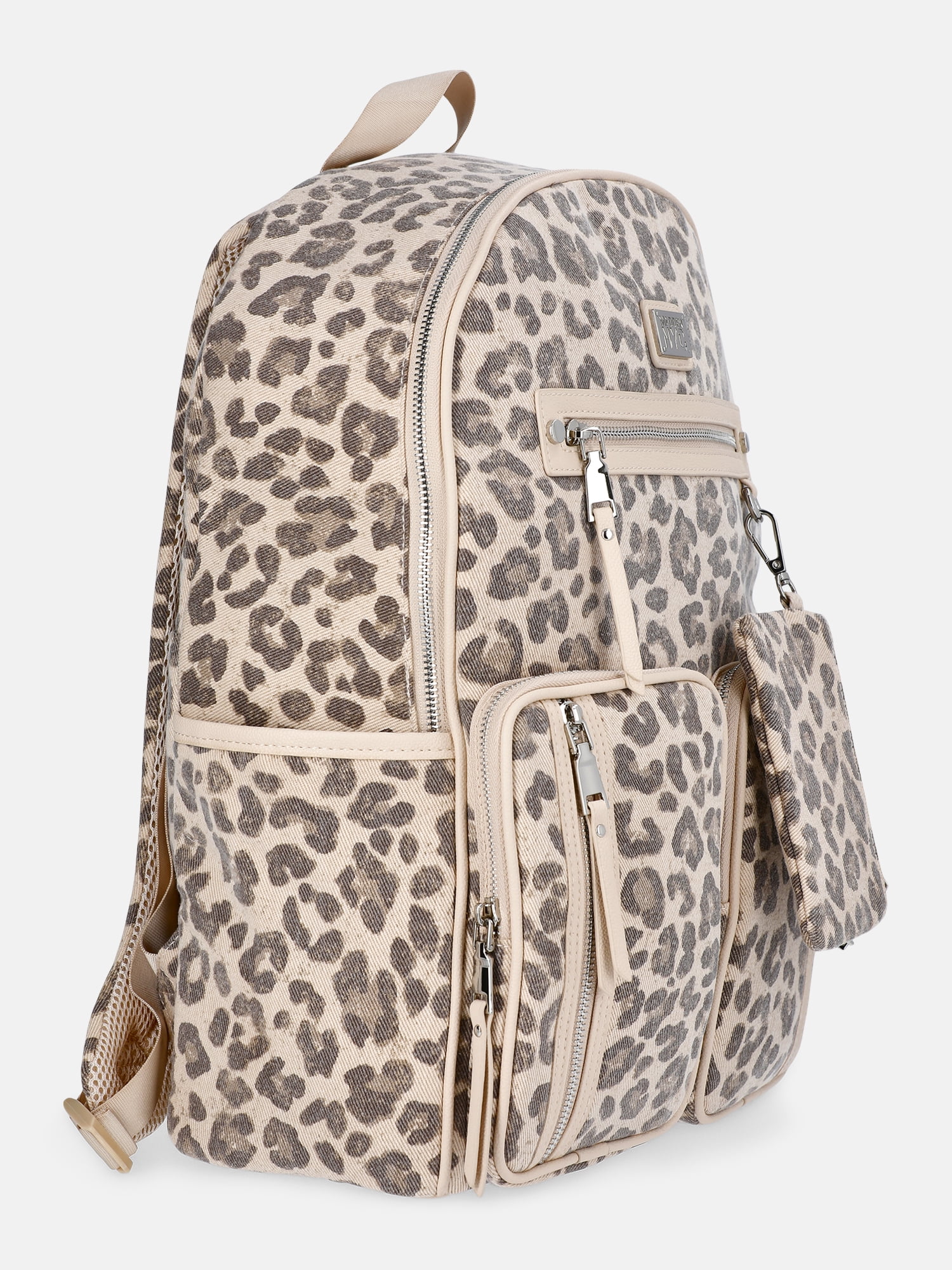 MNYC Women's Double Pocket Dome Backpack Leopard