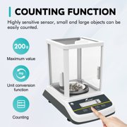 LAB FISH Analytical Balance 200g x 0.001g, High Precision Lab Scale with Dual Backlit LCD Display, External Calibration, Glass Windshield for Jewelry, Pharmacy, Laboratory Use