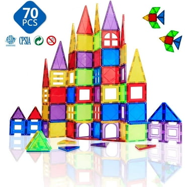 Magblock Magnetic Tiles 70 Pieces Creative Construction Magnetic Building Blocks Set for Kids Preschool Magnet Stem Toys