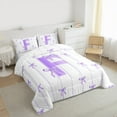 thumbnail image 3 of Castle Fairy Personalized Initial Letter F 3-Piece Full Size Comforter Sets for Children Women Men,Bow Tie Stripes Bedding Comforter Set,Monogrammed Alphabet Lightweight Bedding Sets, 3 of 8