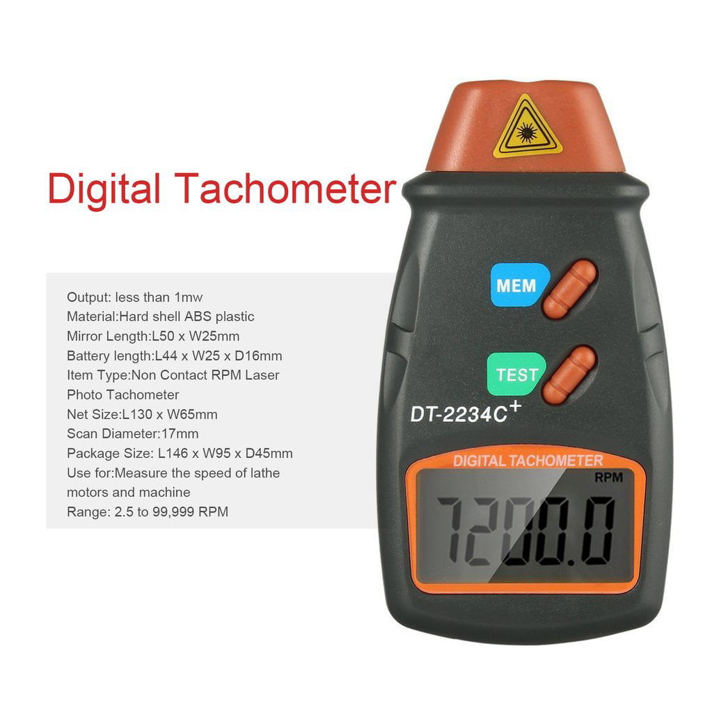 Gwendoll Digital Laser Photo Tachometer Non Contact RPM Tach Digital Laser Tachometer Speedometer Speed Gauge Engine 