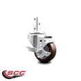 thumbnail image 2 of 3 Inch Maroon Polyurethane Wheel Swivel 3/4 Inch Square Stem Caster with Brake, 2 of 2