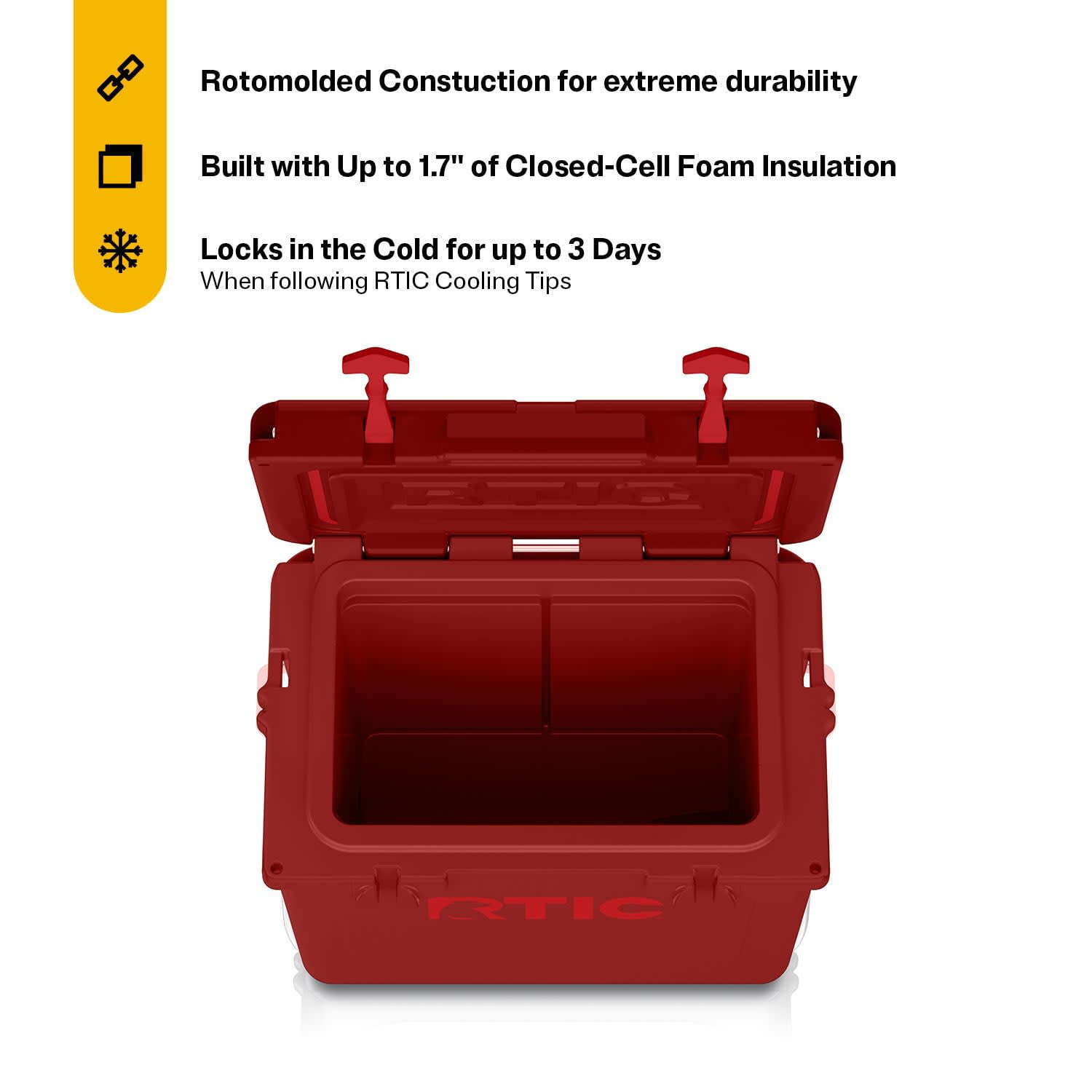 RTIC 20 QT Ultra-Tough Rotomolded Hard-Sided Ice Chest Cooler, Fits 30 Cans, Black Cherry