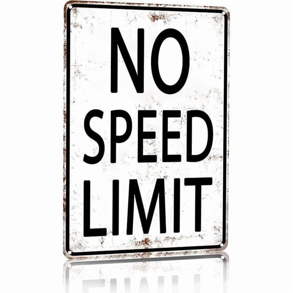 Boys Gifts Retro Tin Sign No Speed Limit Sign for Boys Room Man Cave Garage Bedroom Vintage Style Wall Art Decor 8 x 12 Inch
