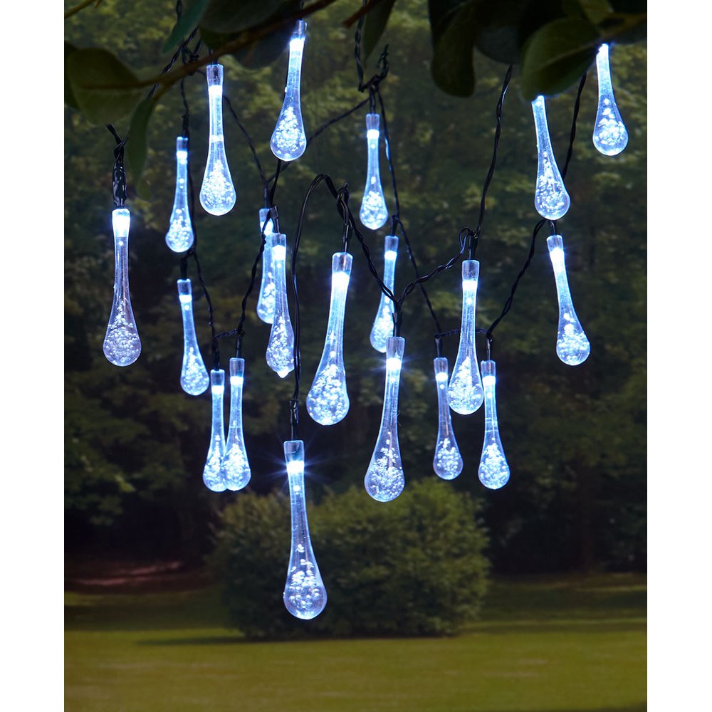 20Count Solar Raindrop String LightsWhite