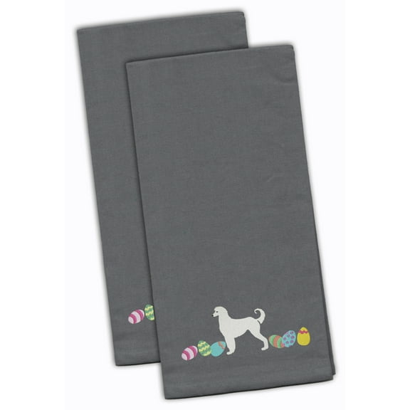 Afghan Hound Easter Gray Embroidered Towel Set of 2