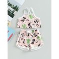 thumbnail image 2 of Bagilaanoe 2pcs Toddler Baby Girl Short Pants Set Print Sleeveless Cami Tops + Shorts 6M 12M 18M 24M 3T 4T Kids Casual Summer Outfits, 2 of 9