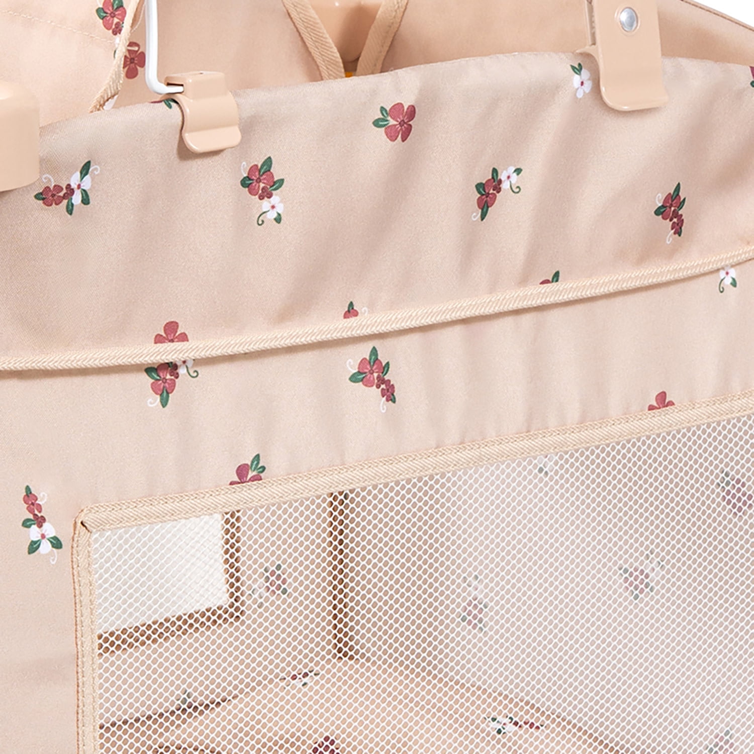 Bayer Design: Doll Multi-Bed - Beige & Flowers - Sleep Playpen, Built-In Feeding Highchair, Pillow-Blanket-Mobile, Care Center Fits 18" Dolls, Kids 3+