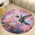thumbnail image 4 of Flower Hummingbird Soft Bedroom Round Area Rug, Washable Cute Nursery Circle Throw Mat, Non-Slip Contemporary Small Low Pile Floor Carpet for Dorm Bedside, 4 of 6