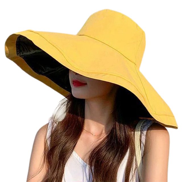 Gorra para el Sol de ala Ancha - Sombrero de Pescador Plegable Grande Sombrero de Playa Gorra de Viaje para Mujer