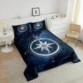 thumbnail image 4 of Erosebridal Nautical Compass Bedding Sets Queen with Comforter, Navy Blue Oil Painting Duvet Insert, Reversible 3pcs, 4 of 8