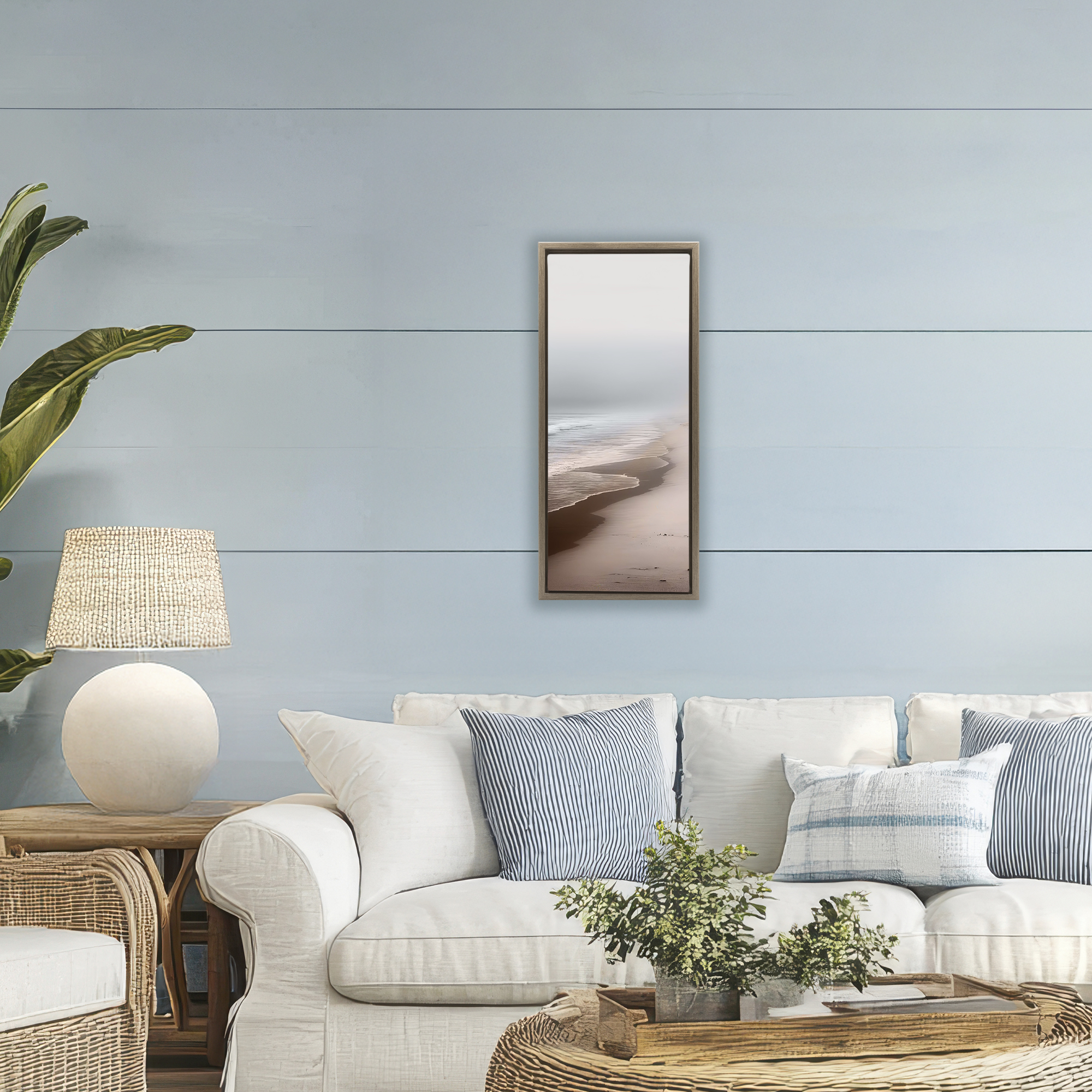 Take Me Down To Sea Again Brown Framed Floater Canvas Wall Art, design by Sasha
