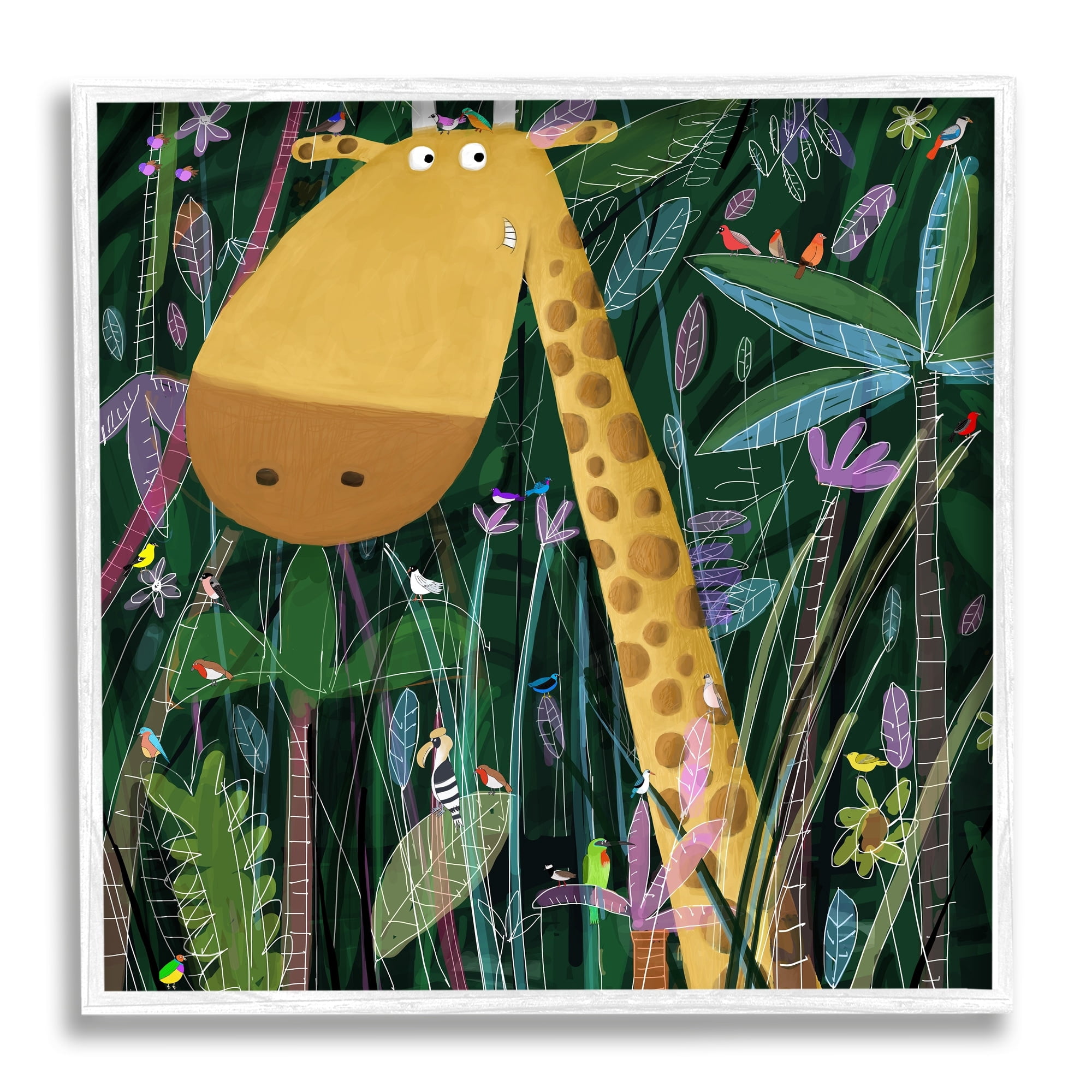 Stupell Industries Kids' Polka Dot Giraffe Jungle Safari Brush, 17 x 17,Design by Carla Daly