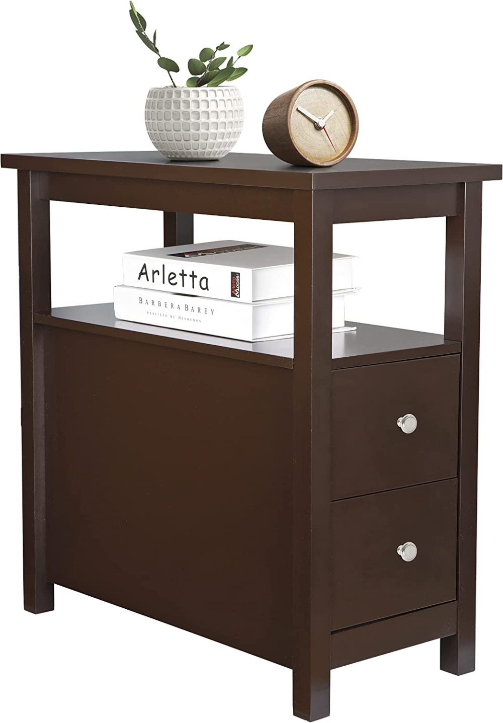 BalyFovin End Table with Drawer and Storage Shelf Narrow Side Table