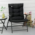 thumbnail image 2 of Foldable Lounge Chair, Fabric Upholstered Recliner with Armrest, Black, 2 of 10