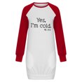 thumbnail image 4 of Nueva moda Casual estampado manga larga cuello redondo contraste Color suéter Top mujer ropa sudadera vestido Pompotops hdfakjf3851, 4 of 5