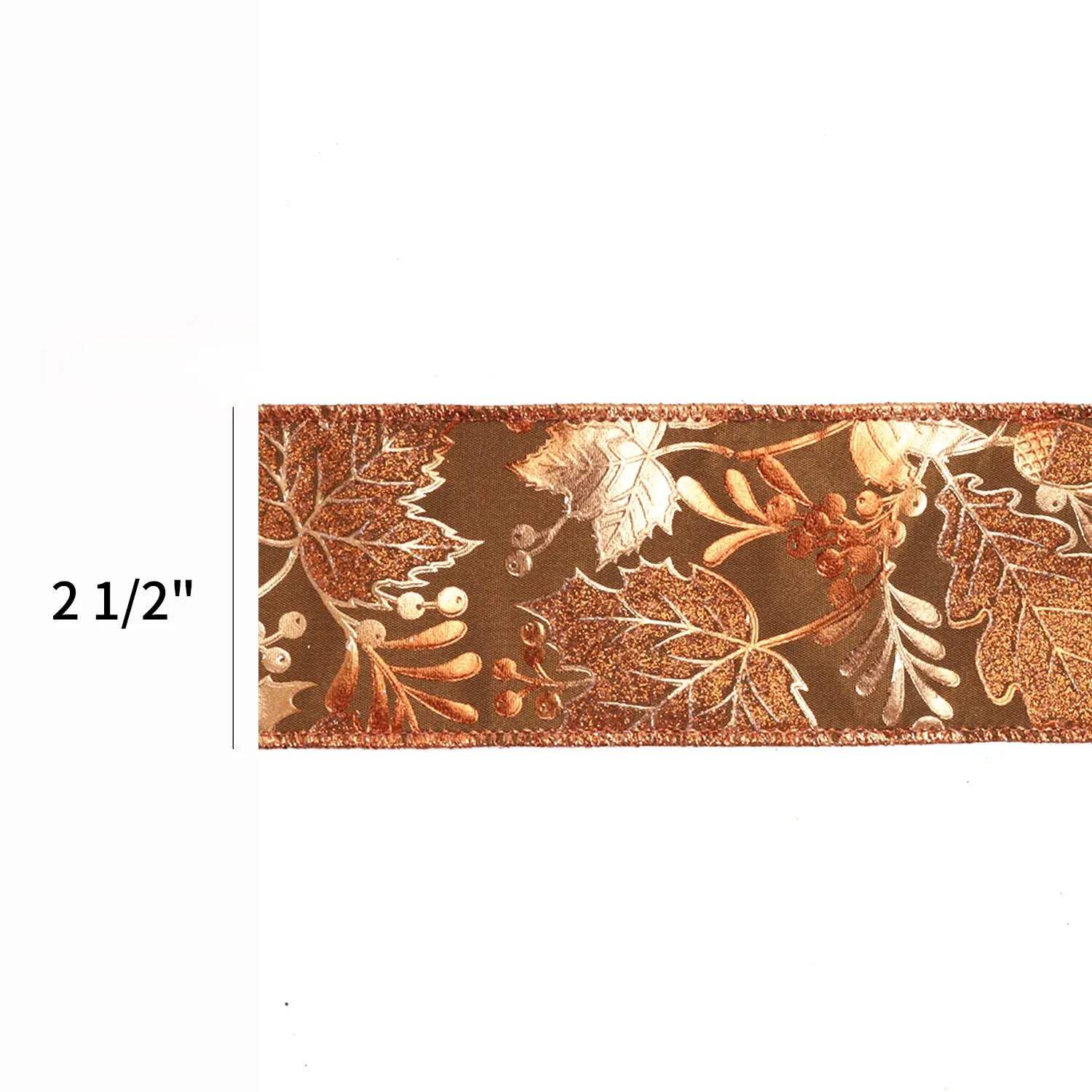 LaRibbons 2 1/2" Wired Ribbon | "Metallic Leaf" Brown/Copper | 10 Yard Roll
