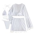 thumbnail image 5 of Women's Bikini Set High Waist Mesh Insert with Bra Pads No Underwire Sexy Two Piece Swimsuit for Beach Vacation,White,S, 5 of 6