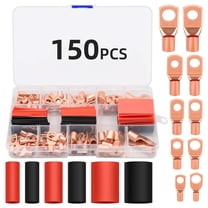Fixdono 150pcs Battery Cable Ends, Copper Wire Lugs Assortment Kit for Marine Electrical Supplies