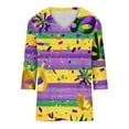 thumbnail image 5 of Cavosen Carnival Womens 3/4 Length Sleeve T Shirts Mardi Gras Mask Graphic Print Shirts V Neck Party Holiday Tops Comfy Trendy Festival Blouse Dressy Party Funny Tees Yellow 2XL, 5 of 5
