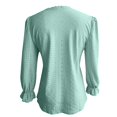 thumbnail image 5 of Endives Womens Long Sleeve Shirts Solid Color V Neck T Shirt Hollow Out Casual Pleated Sleeve Lace Sleeve Top Fall Light Green, 5 of 5