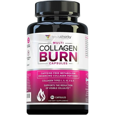 Vitauthority Burn Multi-Type Hydrolyzed Collagen Peptides, Unflavored, 90 Capsules
