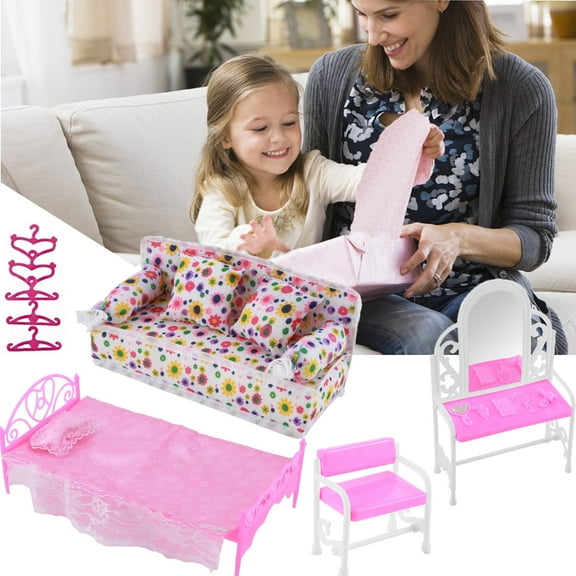 Princess Furniture Accessories Dresser Set,Sofa Set Bed Set, for Princess Bedroom  Furniture Accessories Playset Gift,8 Items/lot