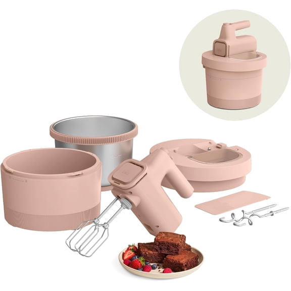 3.5 Qt 2 in 1 Hand and Stand Mixer with Bowl Dough Hook Whisk Egg Beater 200 Watt Color Blossom