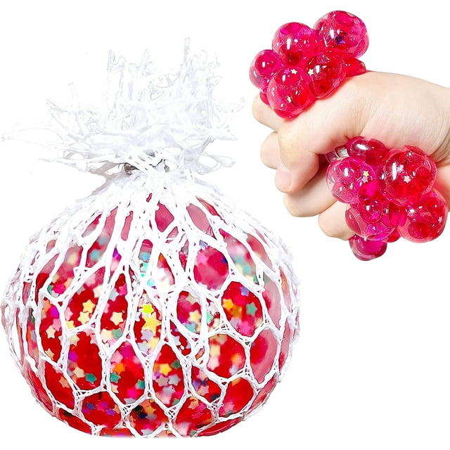 Pelota de malla de uva para aliviar el estrés (1 paquete) Juguetes sensoriales - Pelotas de estrés para niños y adultos - Pelota elástica para apretar juguetes para antiestrés, relajarse, mejorar