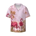 thumbnail image 3 of Balery Flamingos In The Tropical Forest Men's Casual Button Down Shirt Short Sleeve Textured Summer Cuban Beach Shirts-X-Large, 3 of 7