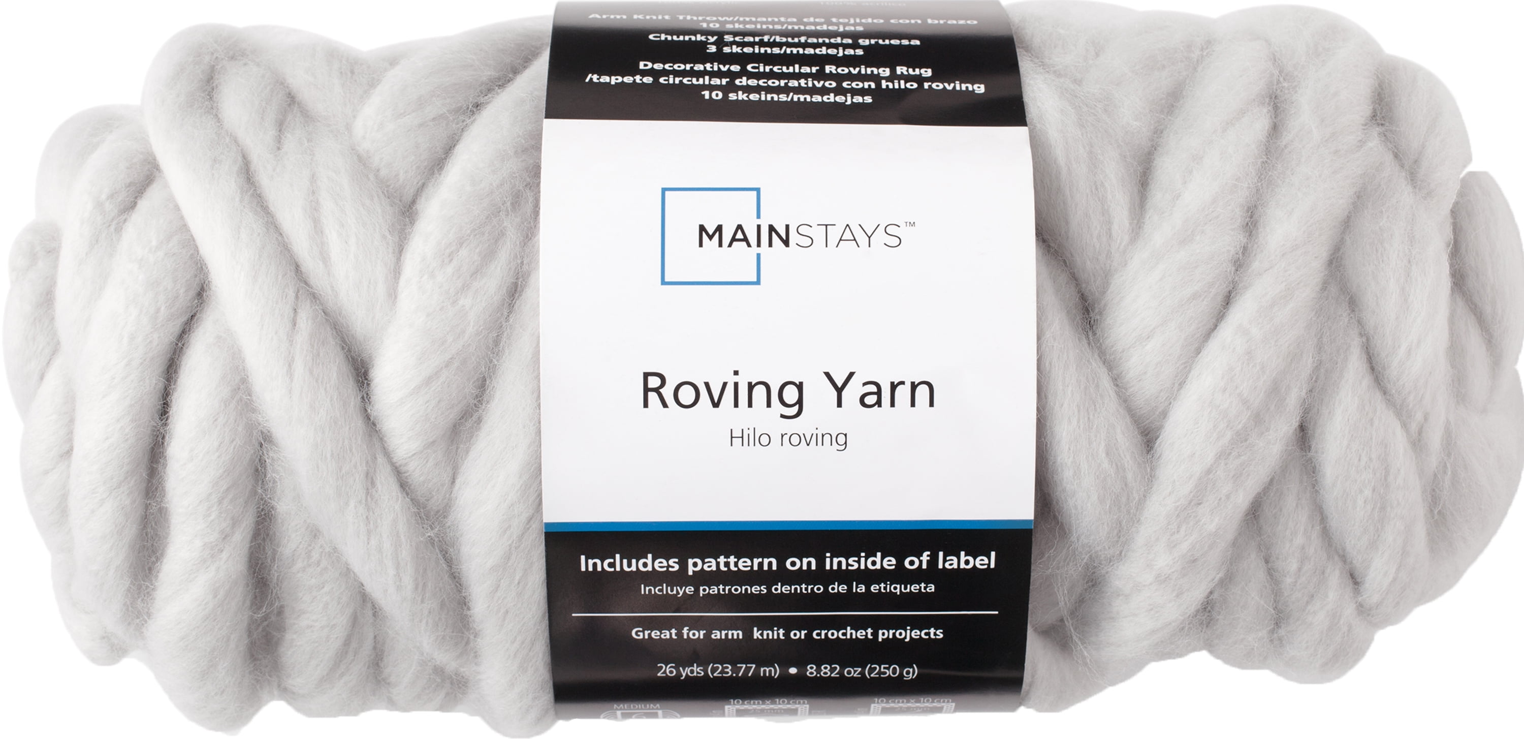 Mainstays Roving Yarn Value Bundle Super Bulky Acrylic Silver Yarn, 26 Yards (20 Piece)