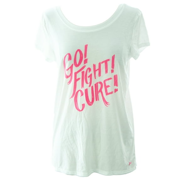 Under Armour Women's Power in Pink Go Fight Cure T-Shirt Small White
