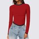 thumbnail image 4 of Top corto de manga larga ajustado para mujer - Camiseta ajustada de cuello redondo, poliéster, XS-XL, camiseta básica para yoga y entrenamiento para otoño/invierno, 4 of 5