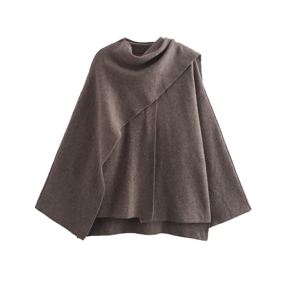 Chaqueta tipo bufanda Peacoat Kissonic para mujer, talla grande, marrón