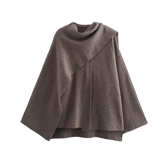 Chaqueta tipo bufanda Peacoat Kissonic para mujer, talla grande, marrón