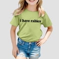 thumbnail image 2 of Little Kid Children Fashion Casual Print Round Neck Loose Short Sleeve T Shirt Top Crop Top for Teens Girls Girl T Shirt Pack Hoodies for Teen Girls Crop Dress Baby Girl Tops Tang 5-6 Years Green, 2 of 4