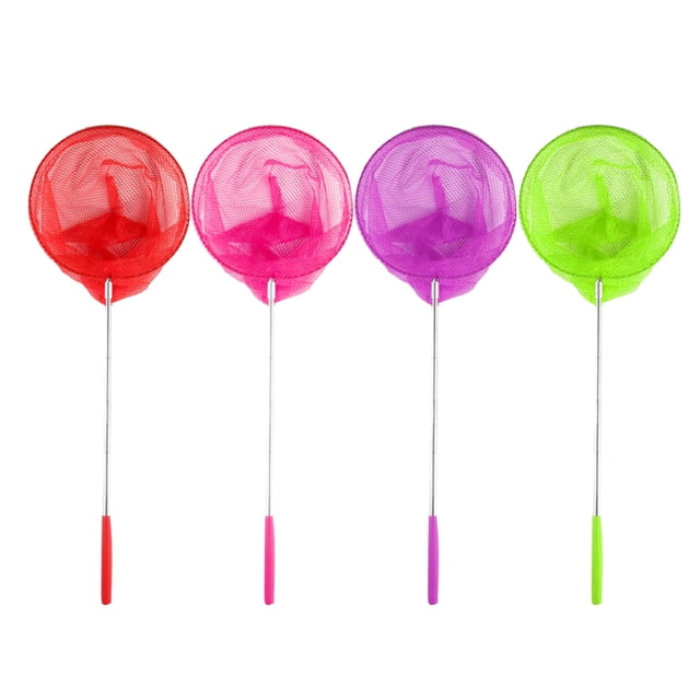 MasteelfCA 4pcs Stainless Steel Telescopic Nets Catching Insects Bugs Extendable Fishing Nets Great Outdoor Tools for Children (Random Color)