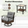 thumbnail image 3 of Costway Ensemble de 3 Pcs Pivotant pour Patio avec Table Basse à 2 Niveaux et Coussins de Dossier Confortables, 3 of 10