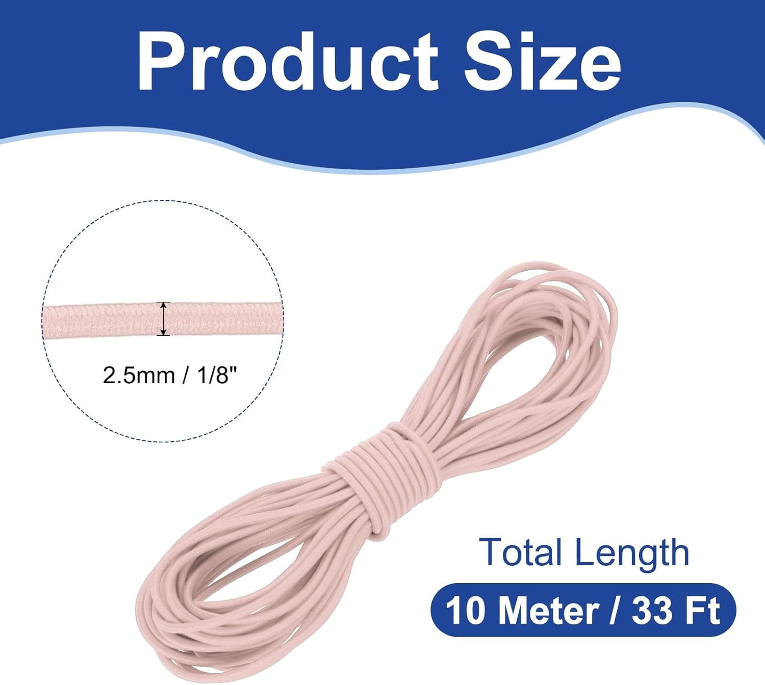 MKEUDQ-1/8" x 33' Elastic Bungee Cord, Bungee Shock Cord Kayak Stretch String Rope for Camping Tent Bike Tie Down Kayaking Boating Repairing Poles DIY Canopy Patio, Dusty Rose