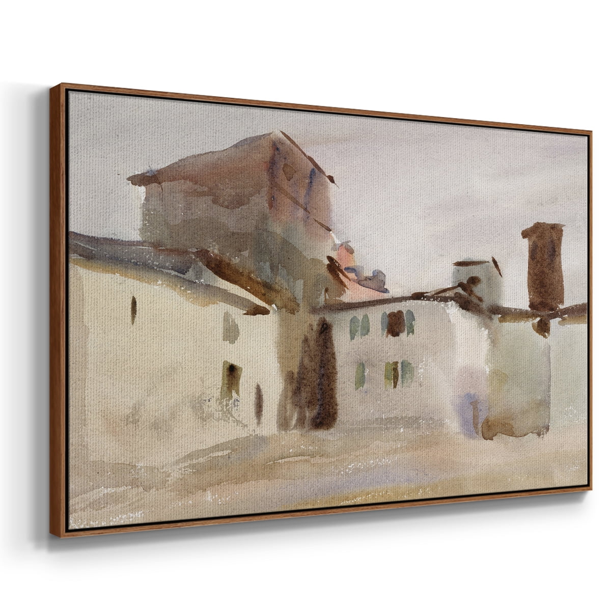 Vintage Landscape-M By Wexford Home Framed in Walnut Wood Gallery Wrapped Canvas 27 in. x 41 in.