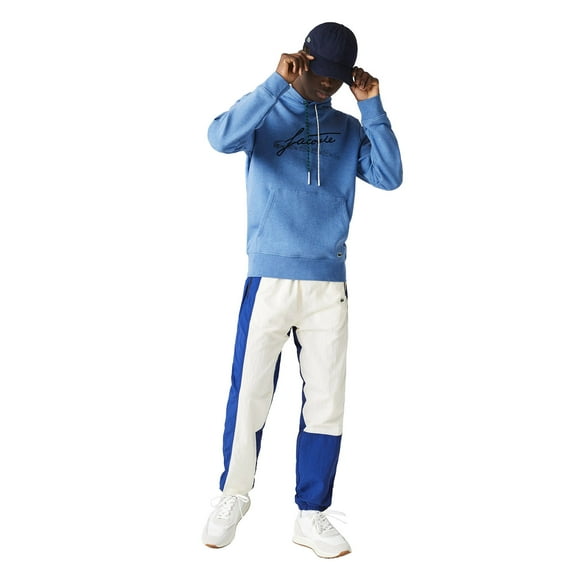Lacoste Signature Hooded Flecked Cotton Fleece Men's Hoodie Blue Chine sh2059-hg3