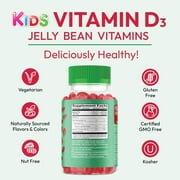 Human Beanz Kids Vitamin D3 Jelly Beans 1000 IU, Bone & Immune Support for Children, Vegetarian D3 Gummies, Gluten-Free Non-GMO Kosher Halal, 120 Strawberry Gummies