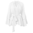 thumbnail image 4 of MIXUE Summer Dresses for Women Solid Color V Neck Irregular Sleeve Tie Waist Mini Casual Dress Beachwear,White,XL, 4 of 5