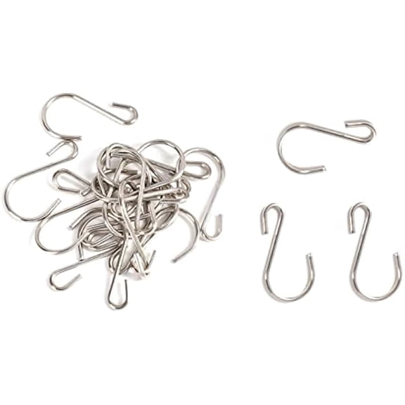 S Hooks - Heavy Duty Small S Shaped Hooks for Hanging Clothes, Plants, Pots - Made of Stainless Steel, 20 Pack - Heavy Duty Wall Hangers Without Nails Self-Adhesive Traceless Removable