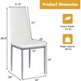 thumbnail image 3 of PRZL Set of 4 PU Leather Dining Side Chairs with Padded Seat Foot Cap Protection Stable Frame Heavy Duty High Back Design Dining Chairs for Kitchen Dining Room Home Furniture, White, 3 of 20