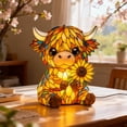 thumbnail image 4 of Handcrafted Sunflower Highland Cow Lamp,Tiffany Style Stained Glass Table Lamp,Cute Highland Cow Night Light,Rustic Farmhouse Home Anima Decor Lighting For Living Room, Bedroom, 4 of 6