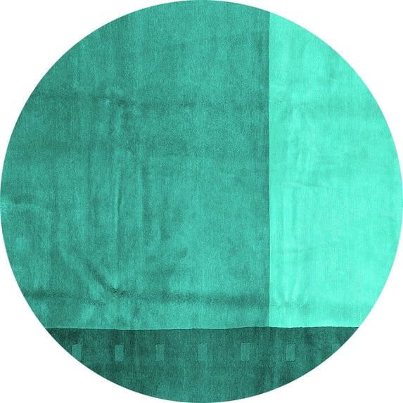 Ahgly Company Machine Washable Indoor Round Abstract Turquoise Blue Modern Area Rugs, 5' Round