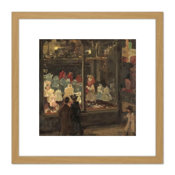 Isaac Israels Clothing Shop Window Picture 8X8 Inch Square Wooden Framed Wall Art Print Picture with Mount
