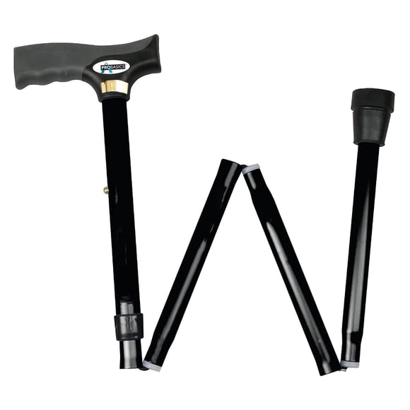 Bastón plegable ProBasics negro para hombres y mujeres, ajustable y con mango cómodo. Ayuda ligera, duradera y portátil para caminar, ideal para personas mayores, discapacitadas y personas con movilid