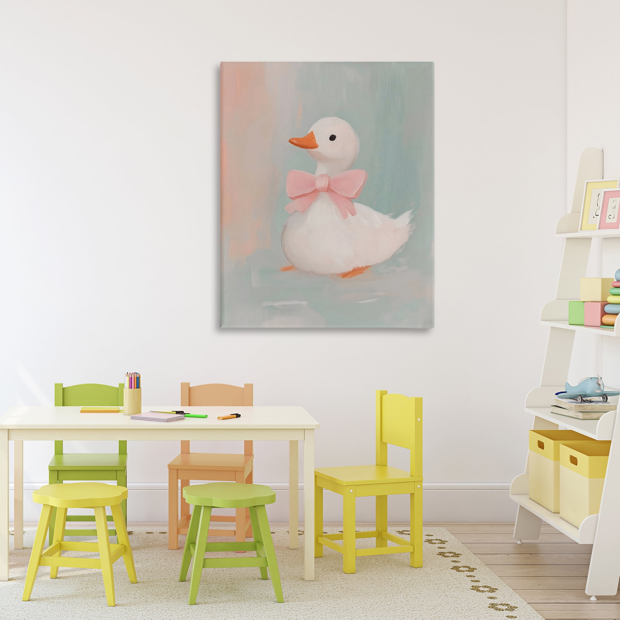 Stupell Industries Duckling Portrait with Bow Canvas Wall Art, design by The Prints Vibe